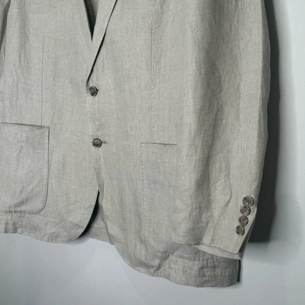 Peter Millar 100% Linen Summer Two Button Blazer‎ Suit Jacket Beige XL